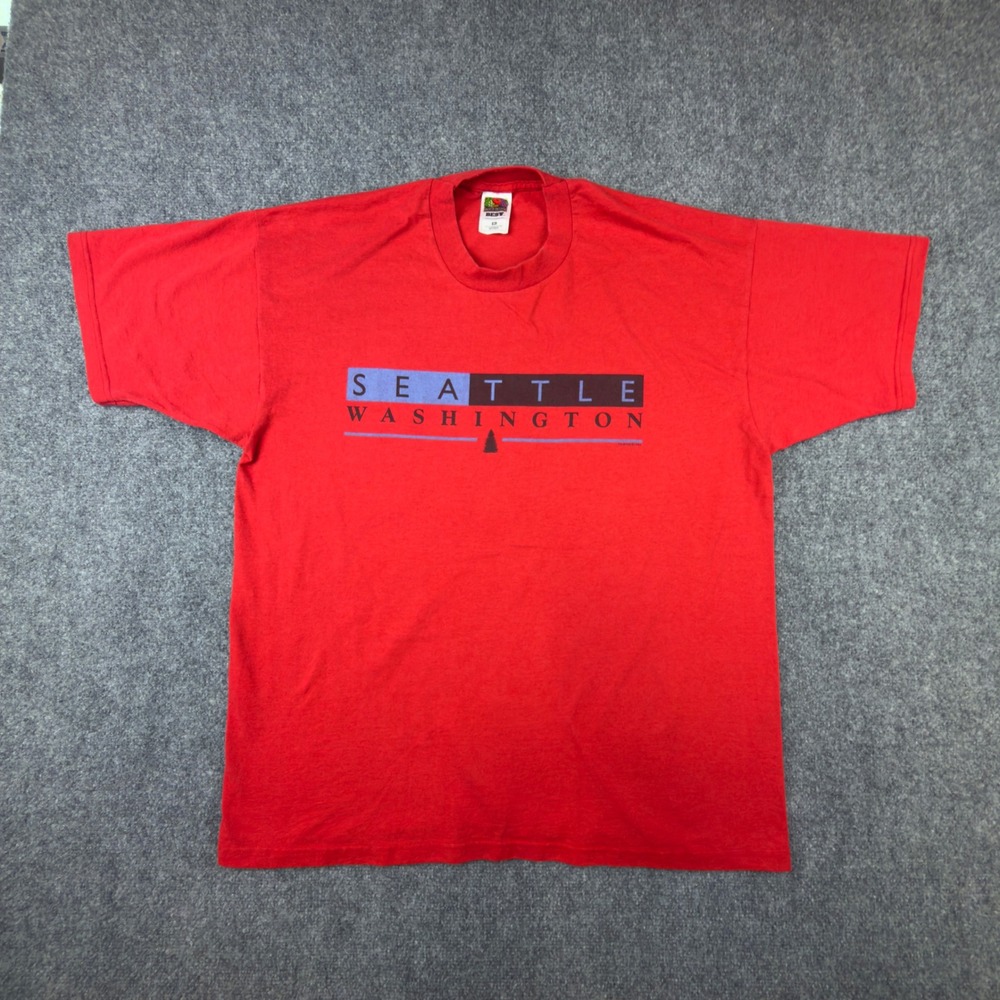 Vintage 1999 Seattle Washington T Shirt Fruit of the Loom BEST Red XL Mens 90s